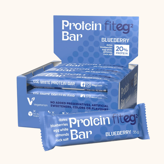 Fiteg2 Egg White Protein Bar - Blueberry, 12 bars