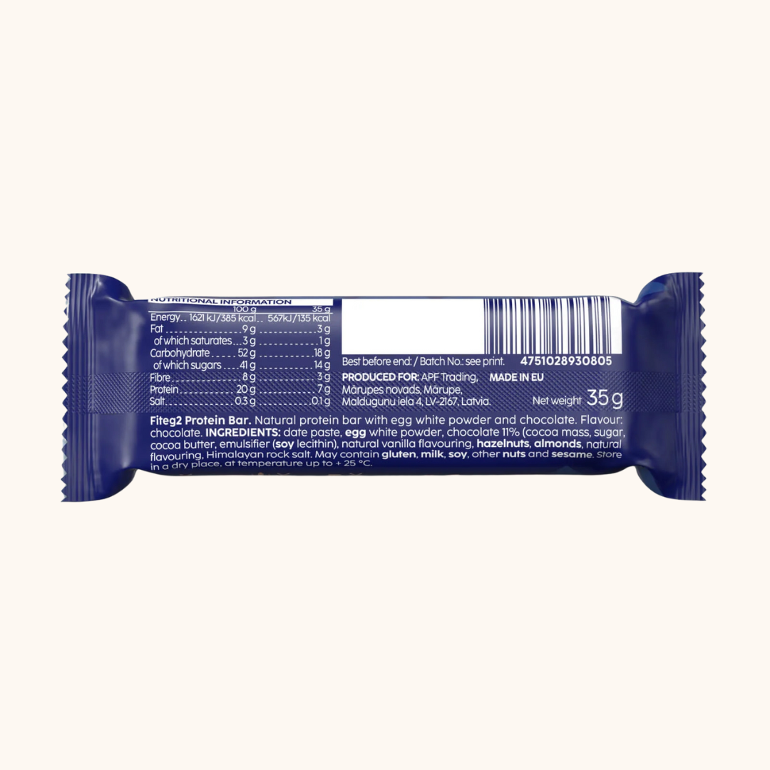Fiteg2 Egg White Protein Bar - Chocolate, 12 bars