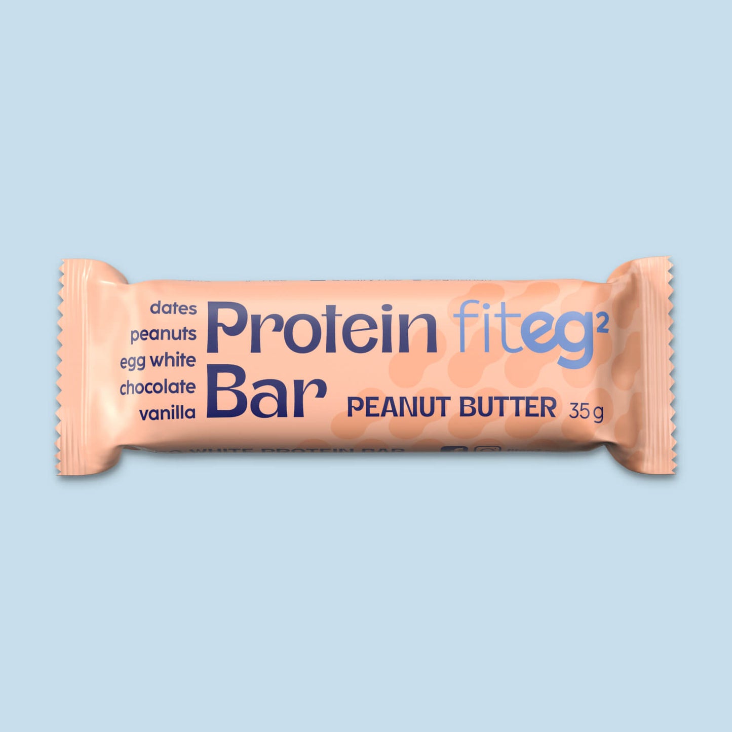 Fiteg2 Egg White Protein Bar Peanut Butter | Fiteg2 Olu baltuma proteīna batoniņi, zemesriekstu sviesta