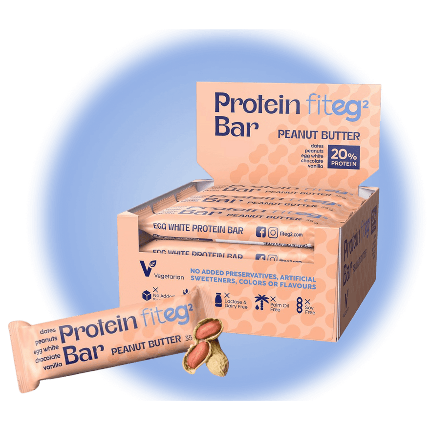 Fiteg2 Egg White Protein Bar Peanut Butter | Fiteg2 Olu baltuma proteīna batoniņi, zemesriekstu sviesta