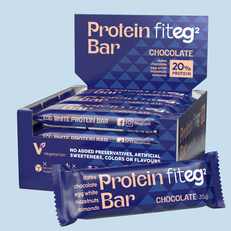 Fiteg2 Egg White Protein Bar - Chocolate, 12 bars