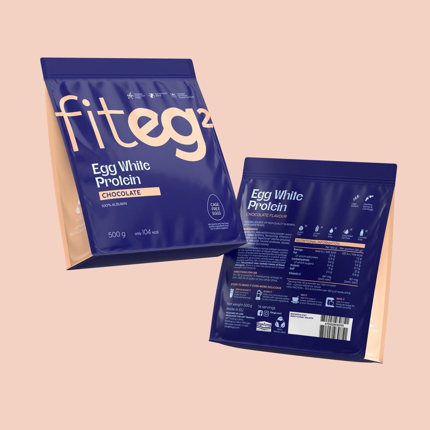 Fiteg2 Egg White Protein Powder (Chocolate)