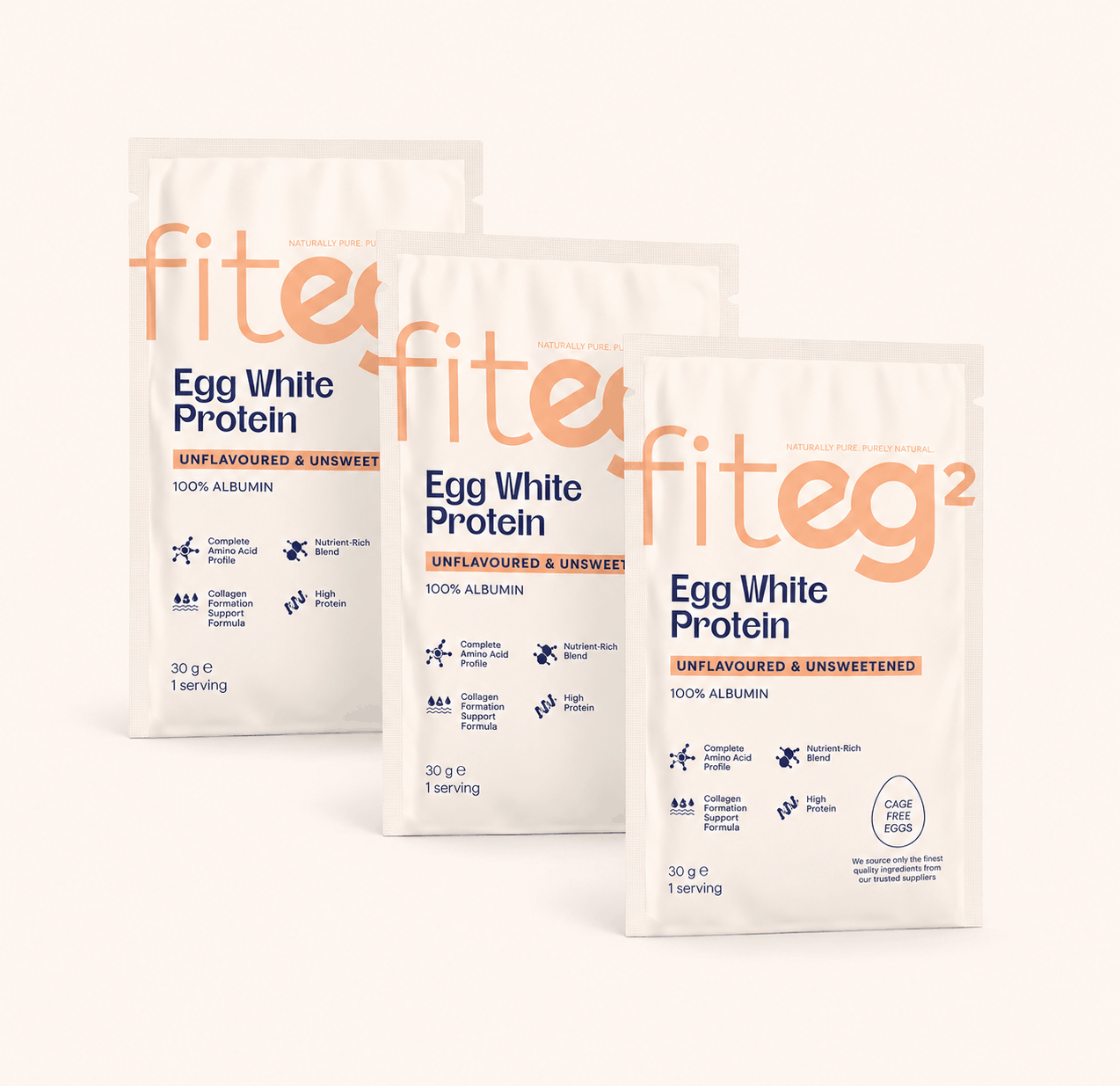 Egg White Protein Sachets - Unflavoured & Unsweetened Trio