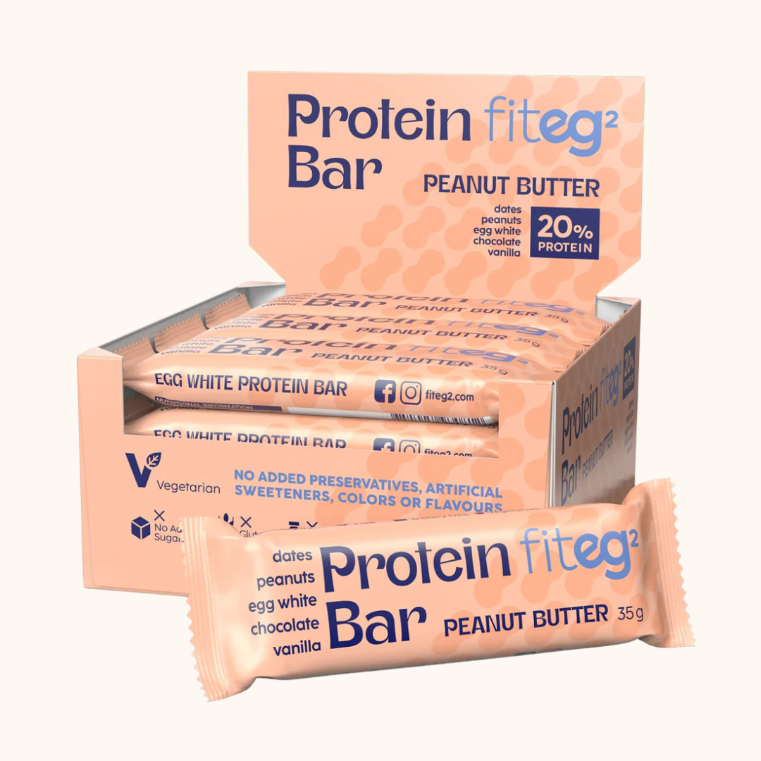 Fiteg2 Egg White Protein Bar - Peanut Butter, 12 bars
