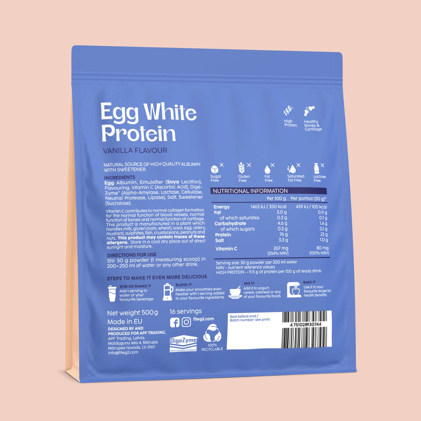 Fiteg2 Egg White Protein Powder (Vanilla)